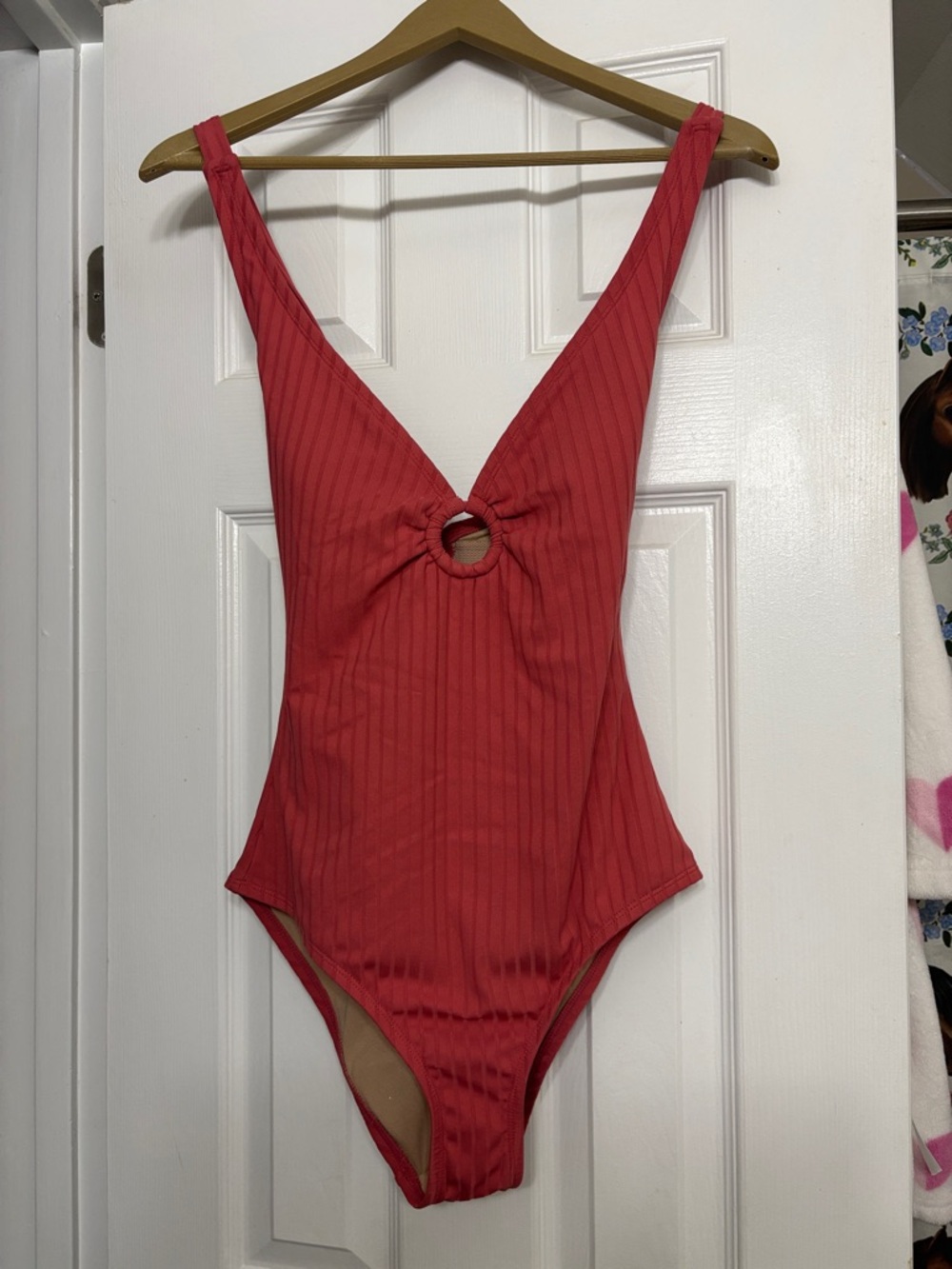 Pink One-Piece Swimsuit with Front Ring Detail